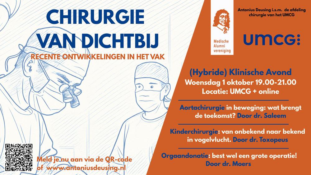 Hybride Klinische avond 'Chirugie van dichtbij. Recente ontwikkelingen in het vak'